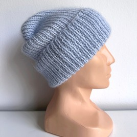 AUREA – ręcznie robiona czapka beanie baby merino + moher i jedwab damska/dziecięca 53/07 Rosa