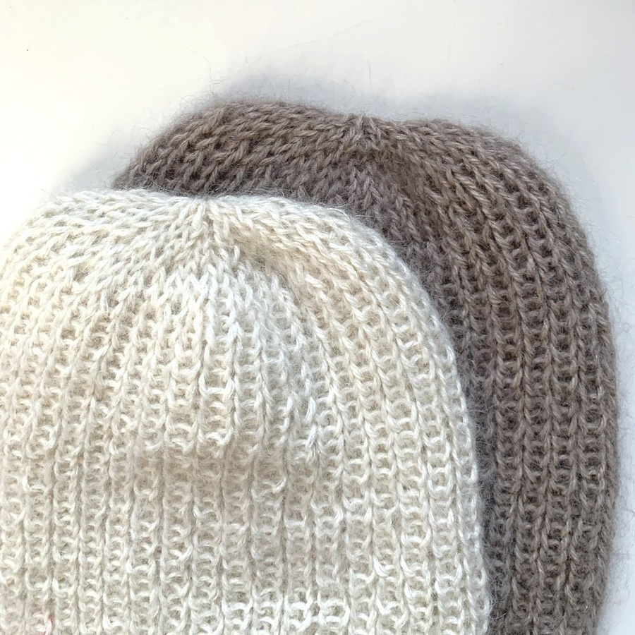 MARI – ręcznie robiona cienka czapka beanie alpaka + moher z jedwabiem 2020/20 beż