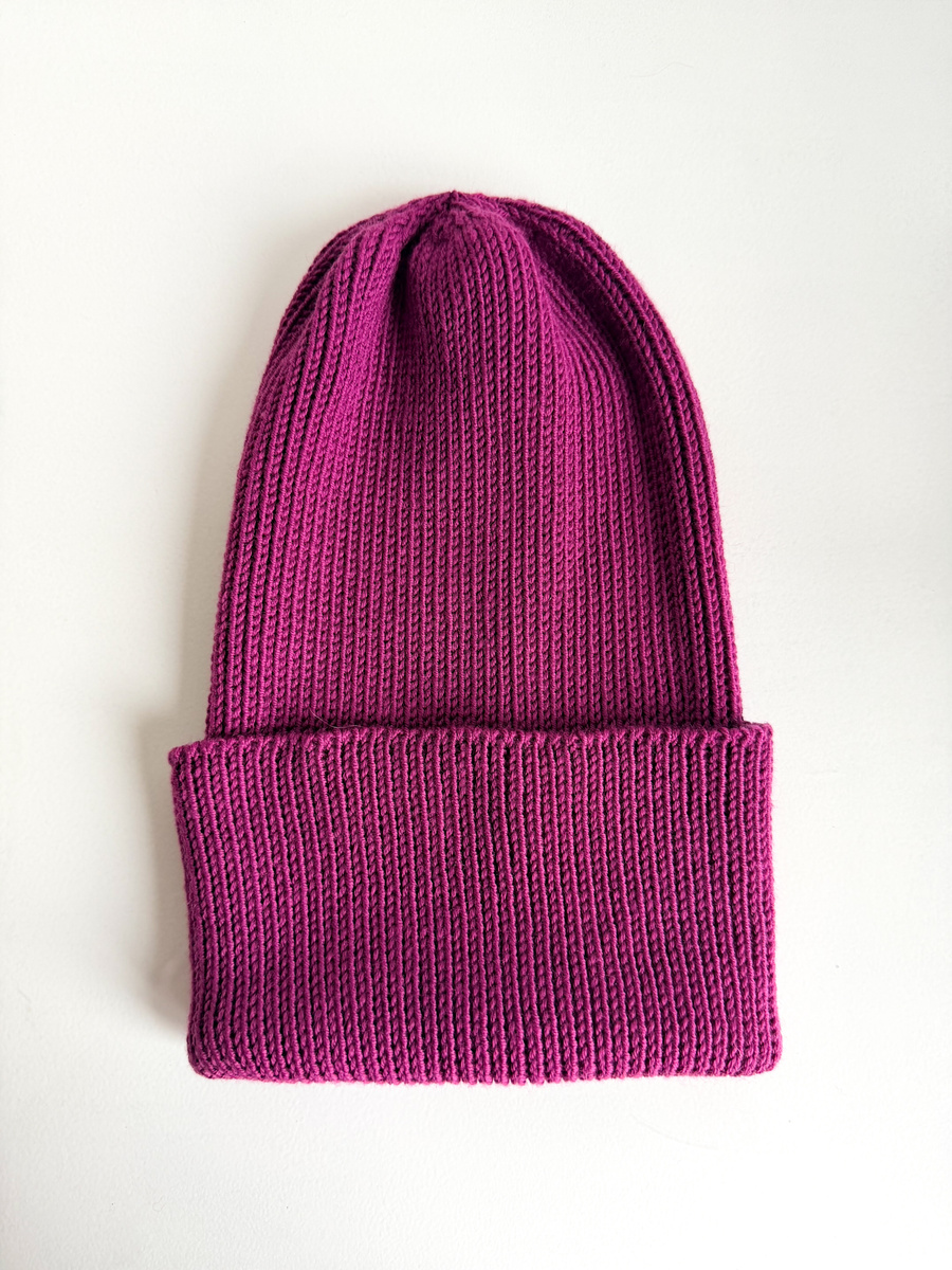 VARELLA – czapka merino beanie wywijana 100% Baby Merino 34 Wrzos zimowa