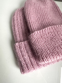 Ręcznie robiona czapka beanie AUREA 100% Baby Merino plus moher i jedwab 43/08 Jasny Morski