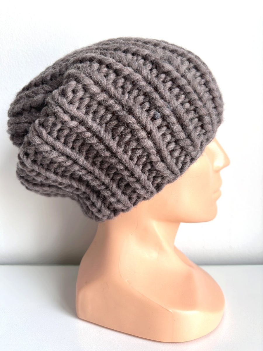 Ręcznie robiona czapka damska ASHER 100% Wełna owcza 05 Kora