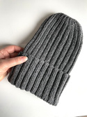 HELLI – czapka zimowa merino wywijana 100% Baby Merino 20 Ciemny szary