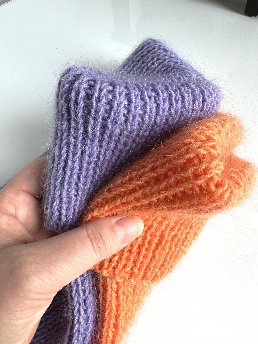 Ręcznie robiona czapka beanie AUREA 100% Baby Merino plus moher i jedwab 36/49 Pomarańczowy