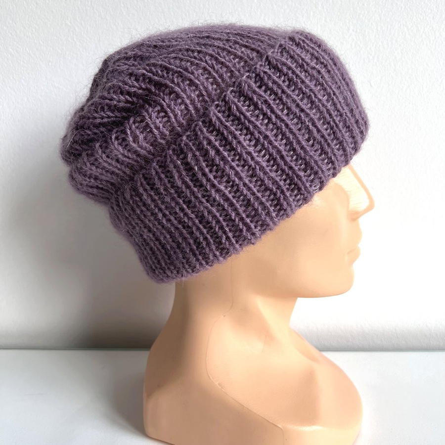 AUREA – ręcznie robiona czapka beanie baby merino + moher i jedwab damska dziecięca 40/05 Ametyst