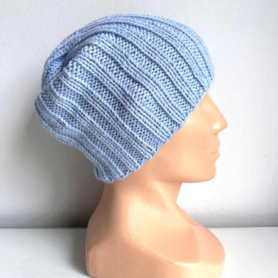 HELLI – czapka zimowa damska beanie z wełny baby merino 11 Błękitny Stalowy