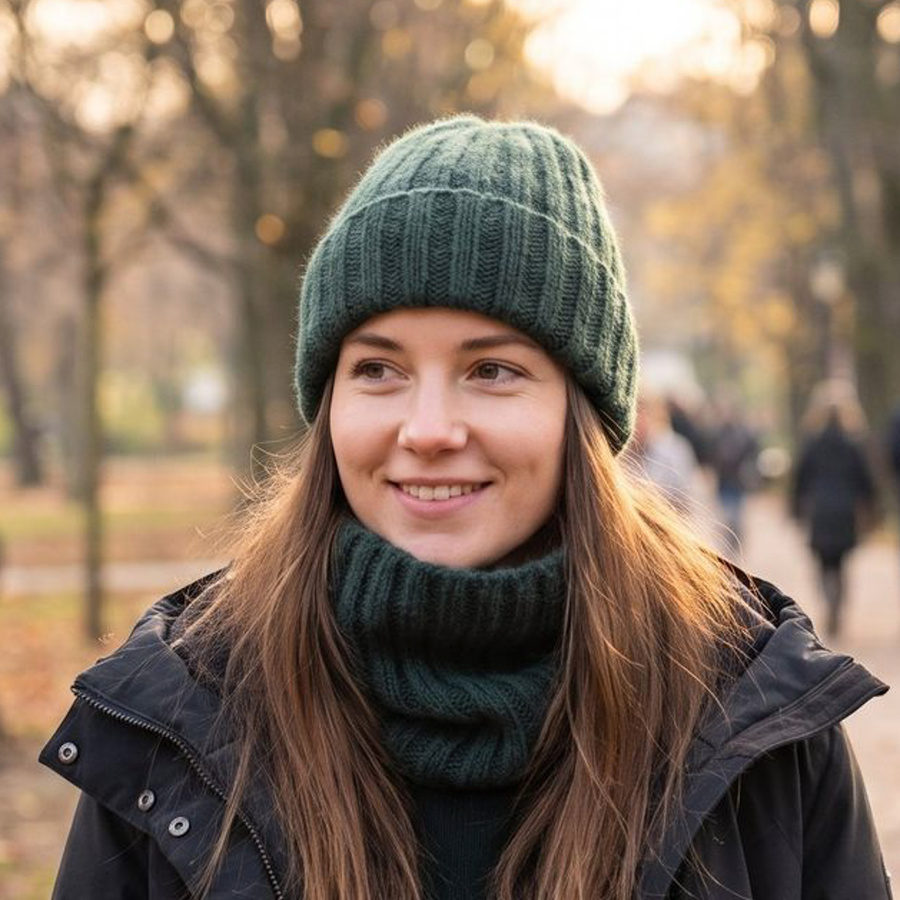Wywijana czapka kaszmirowa 100% MARLA 624 Bosco Nitkowe Love