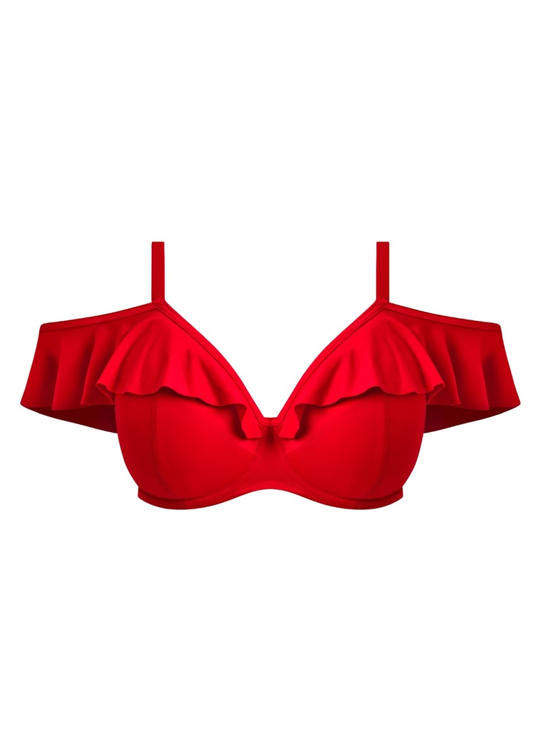Biustonosz kąpielowy z falbanką Elomi PLAIN SAILING ES7282LAA Plunge Bikini Top Lava