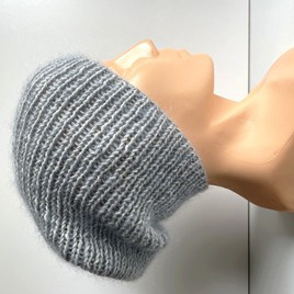 AUREA – ręcznie robiona ciepła czapka damska merino + moher i jedwab 22/06 Szaro Błękitny