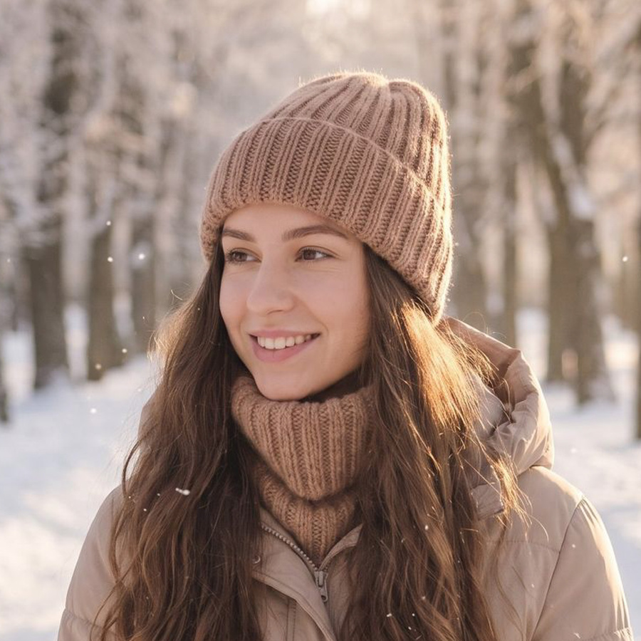 LAURIN Turn-Up Beanie 100% Alpaca 302 camel