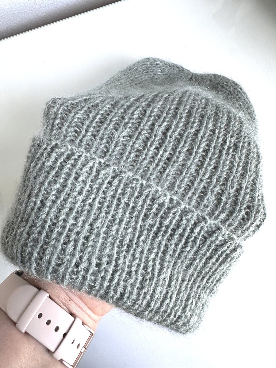 AUREA – ręcznie robiona czapka beanie baby merino + moher i jedwab dziecięca/damska 50/34 Zielona Szałwia