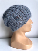 MARGARET – czapka beanie damska alpaka + moher jedwab 9021/06 Mgła