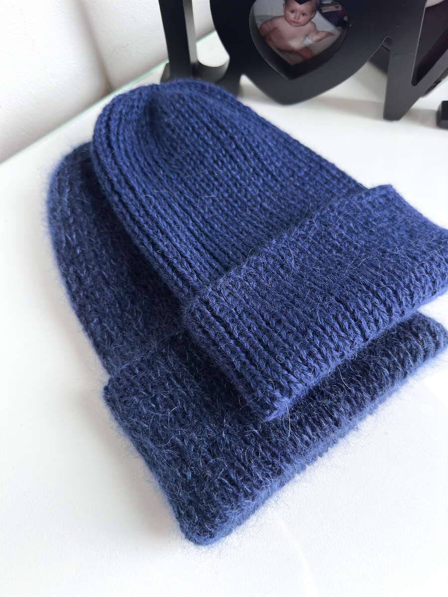 KIARA Turn-Up Beanie 100% Alpaca 5575 Navy
