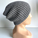 NANA – czapka beanie z wełny baby merino 19 szary, ręcznie robiona