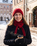 ELARA Mütze mit Umschlag Kaschmir mit Seide 714 Scarlatta Nitkowe Love