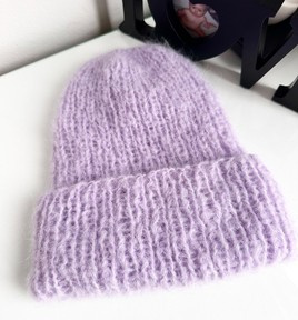 WATA CUKROWA – czapka z alpaki damska z merynosem 22 Słodka Orchidea