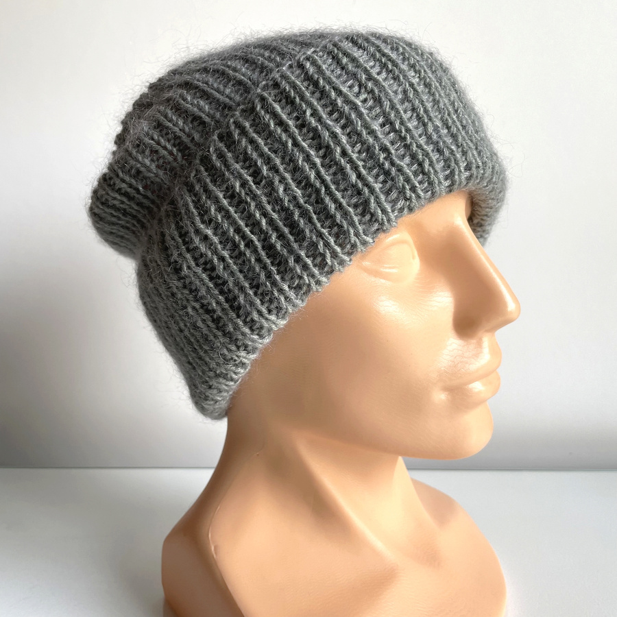 AUREA – czapka beanie handmade baby merino + moher i jedwab dziecięca/damska 50/10 Zielona Szałwia