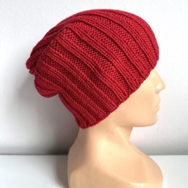 HELLI – czapka zimowa damska beanie z wełny baby merino 16 Czerwony