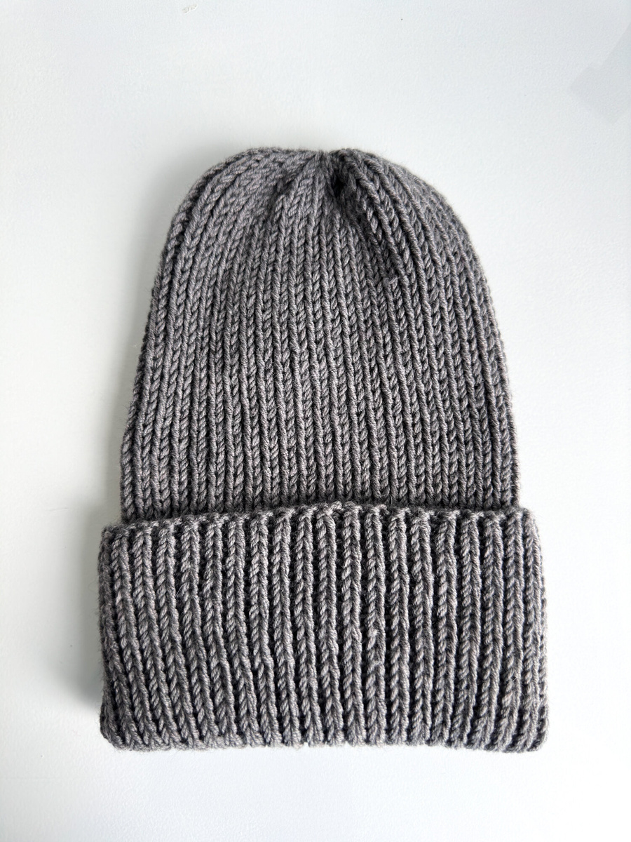 NANA – czapka wywijana beanie z wełny baby merino 19 Szary
