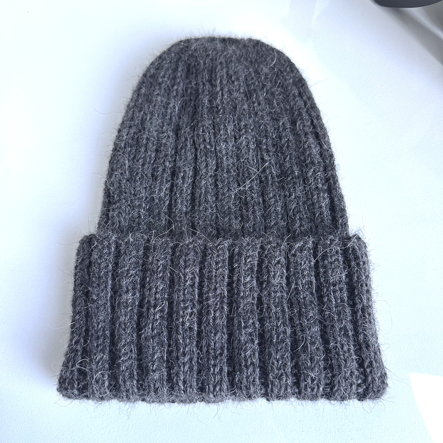 LAURIN Turn-Up Beanie 100% Alpaca 506 Dark Grey