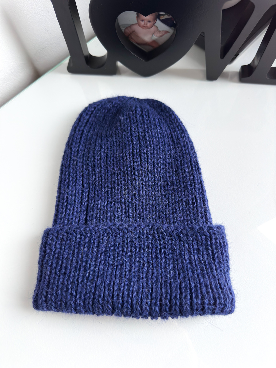KIARA Turn-Up Beanie 100% Alpaca 5575 Navy