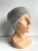 Handmade Czapka damska AUREA 100% Baby Merino plus moher i jedwab 22/44 Jasny Szary