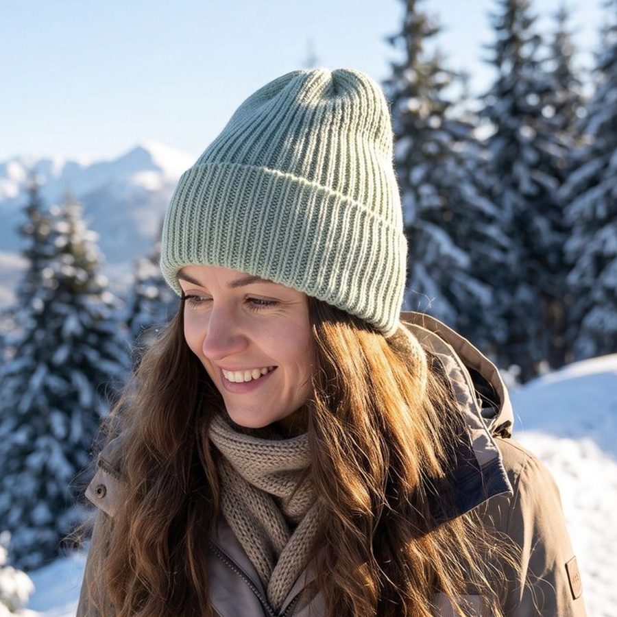 VARELLA Beanie-Mütze aus Baby-Merinowolle 58 lody pistacjowe