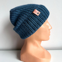 KIARA Turn-Up Beanie 100% Alpaca 6309 średni niebieski petrol