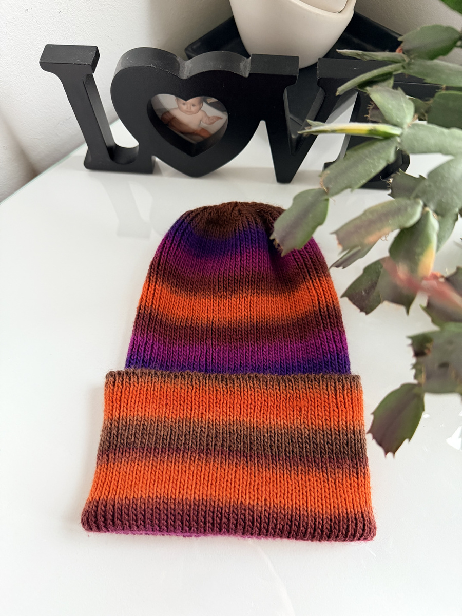 VARELLA – czapka beanie wywijana z wełny 2903 żółta fioletowa brązowa, jesienno-zimowa, damska / męska / dziecięca