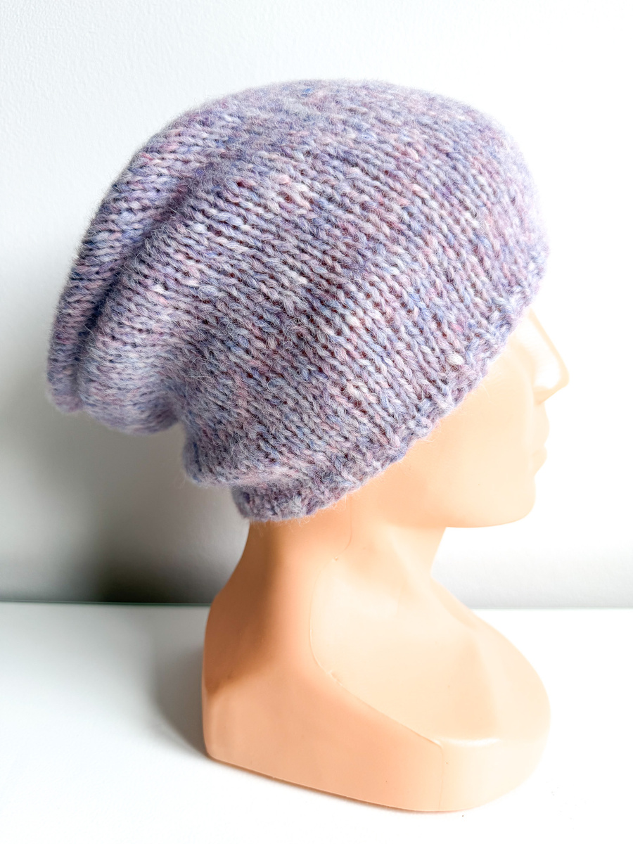 CHMURKA – czapka beanie z alpaki damska 15 Fioletowa Mgiełka