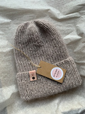 AUREA – ręcznie robiona ciepła czapka beanie z baby merino + moher i jedwab dziecięca/damska 23/20 Jasny Beż