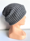 NANA – czapka wywijana beanie z wełny baby merino 19 Szary