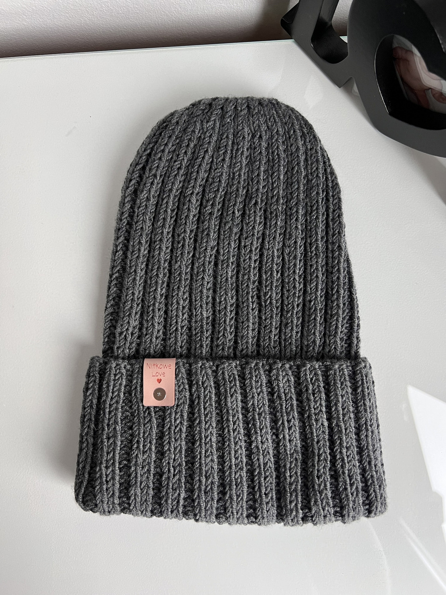 HELLI – czapka zimowa merino wywijana 100% Baby Merino 20 Ciemny szary