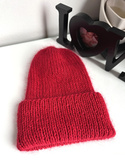 AUREA – ręcznie robiona ciepła czapka beanie baby merino + moher i jedwab dziecięca/damska 16/14 Czerwony