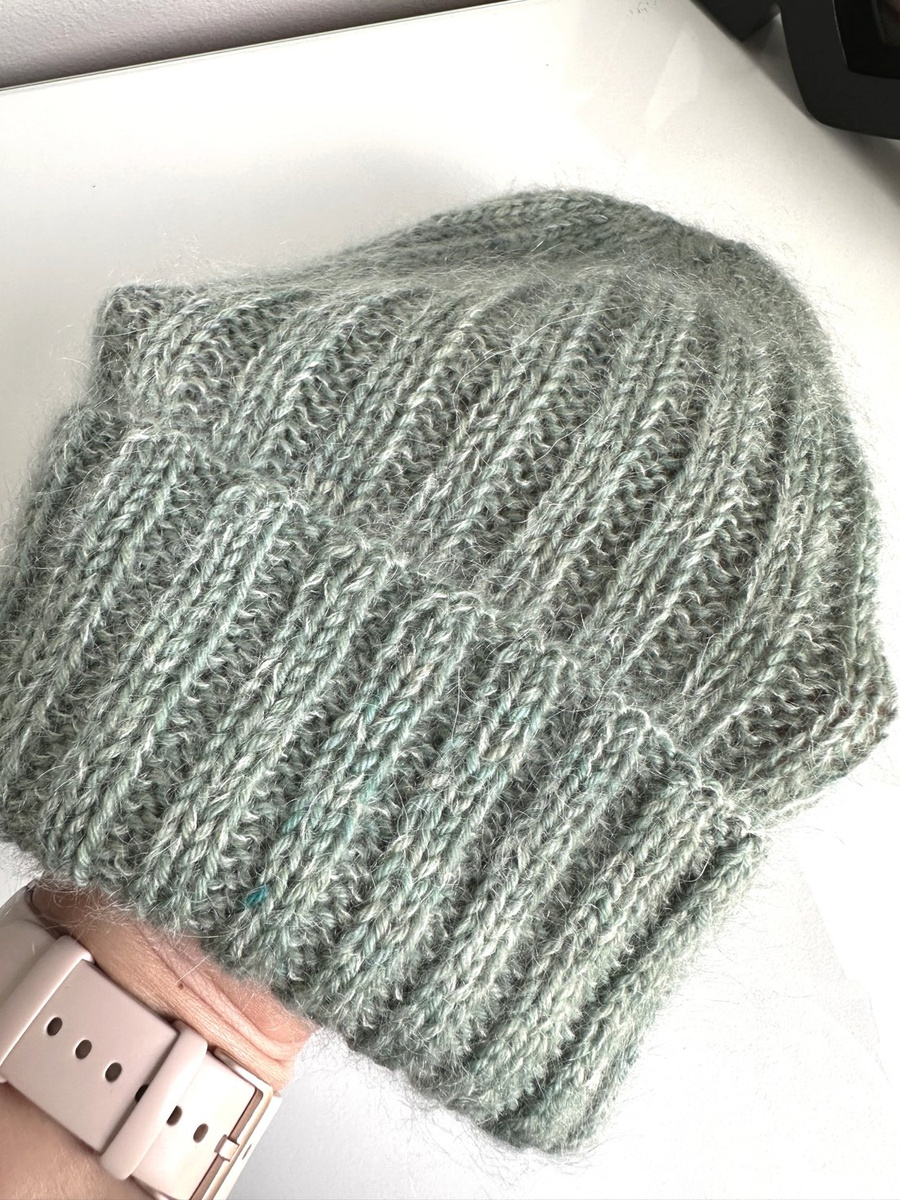 DAISY – czapka beanie handmade baby merino + moher i jedwab Szałwia