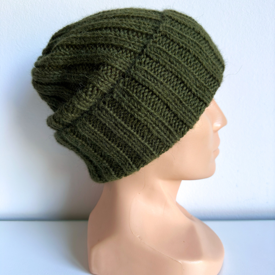 LAURIN Turn-Up Beanie 100% Alpaca 7895 Dark Green