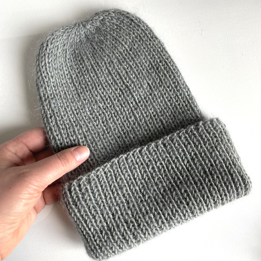 AUREA – czapka beanie handmade baby merino + moher i jedwab dziecięca/damska 50/10 Zielona Szałwia