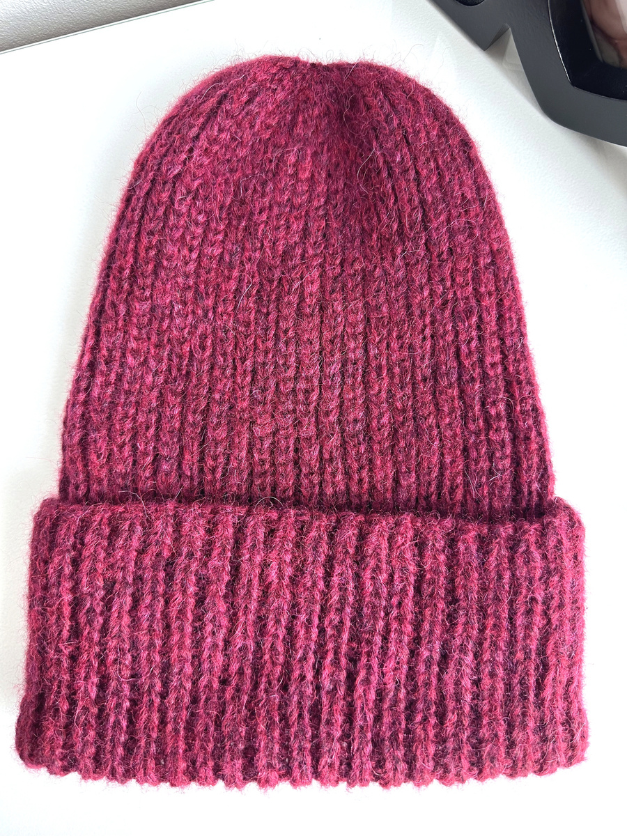 CHMURKA – czapka z alpaki damska wywijana 07 rubinowy