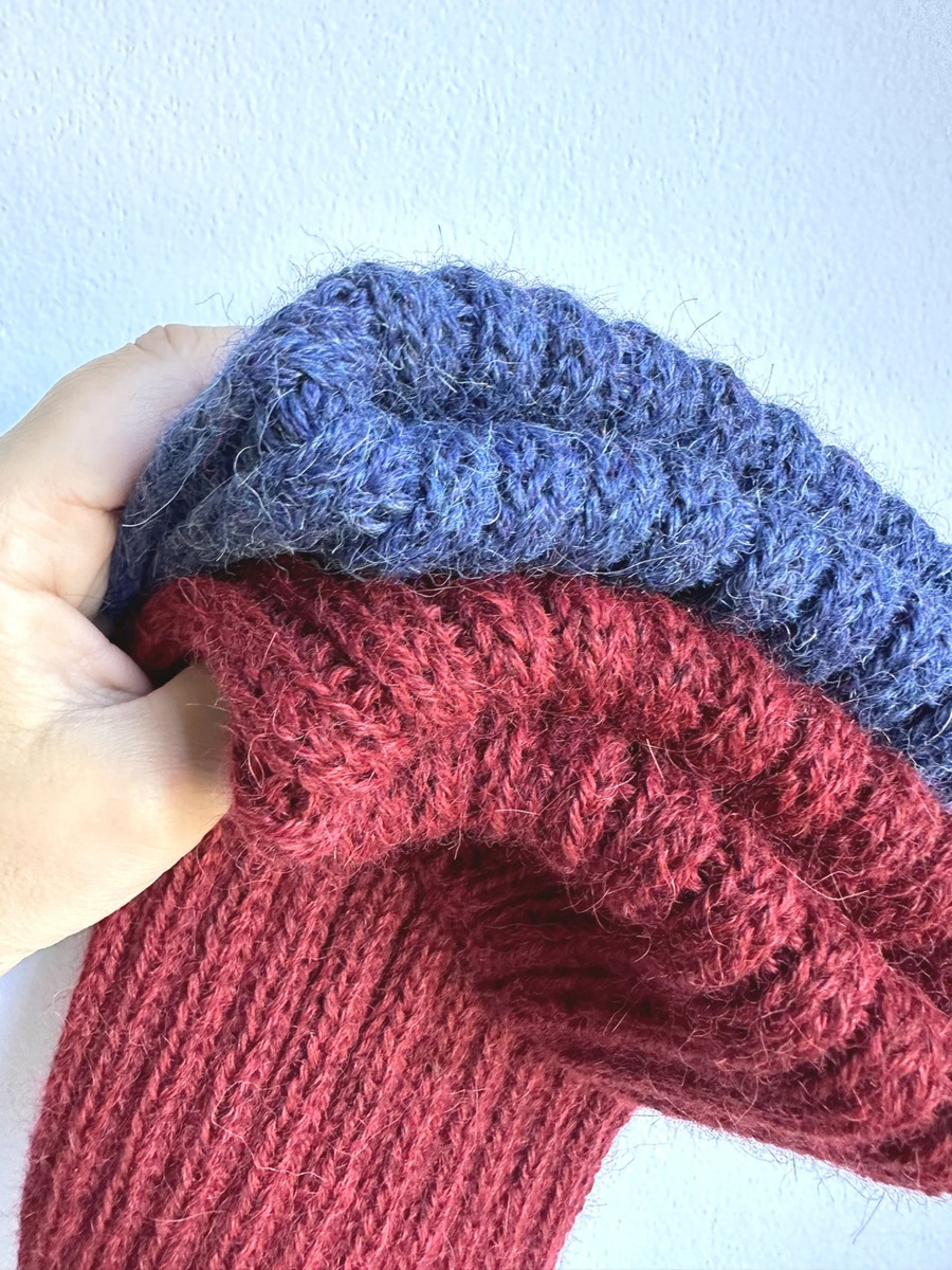 Ręcznie robiona Czapka wywijana LAURIN 100% Alpaka 6360 Nocne Niebo