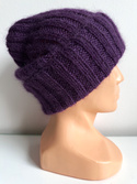 MARGARET Handmade Turn-Up Beanie Alpaca Mohair and Silk 4400/16 Dark Purple