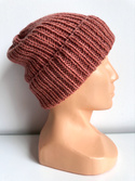 NANA – czapka beanie wywijana z wełny baby merino 48 Blush, jesienno-zimowa
