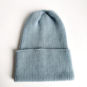 VARELLA Beanie-Mütze mit Umschlag 100% Baby-Merinowolle 43 Jasny Morski