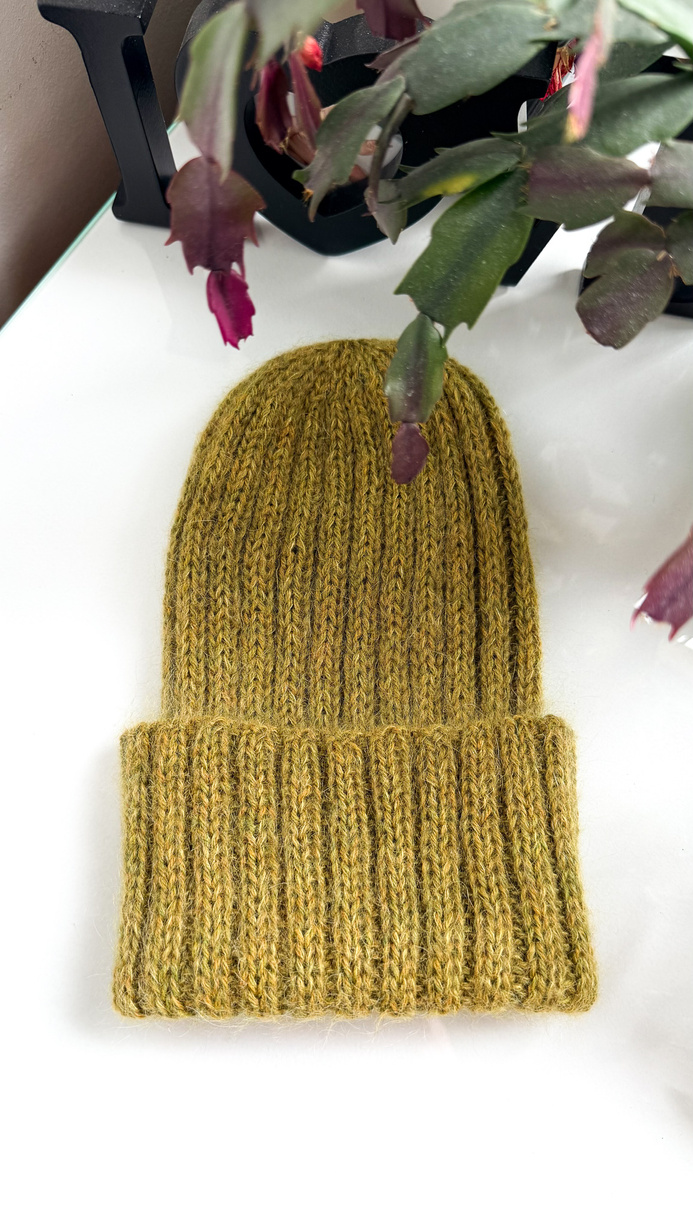 MARGARET Handmade Beanie Alpaca Mohair and Silk 7233 Olive