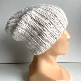 LAURIN – czapka z alpaki damska 100% alpaka 101 biały beanie zimowa