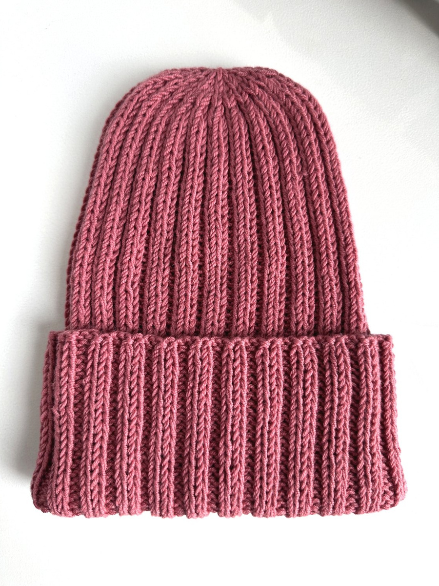 Wywijana czapka merino HELLI 100% Baby Merino 46 Herbaciany Róż