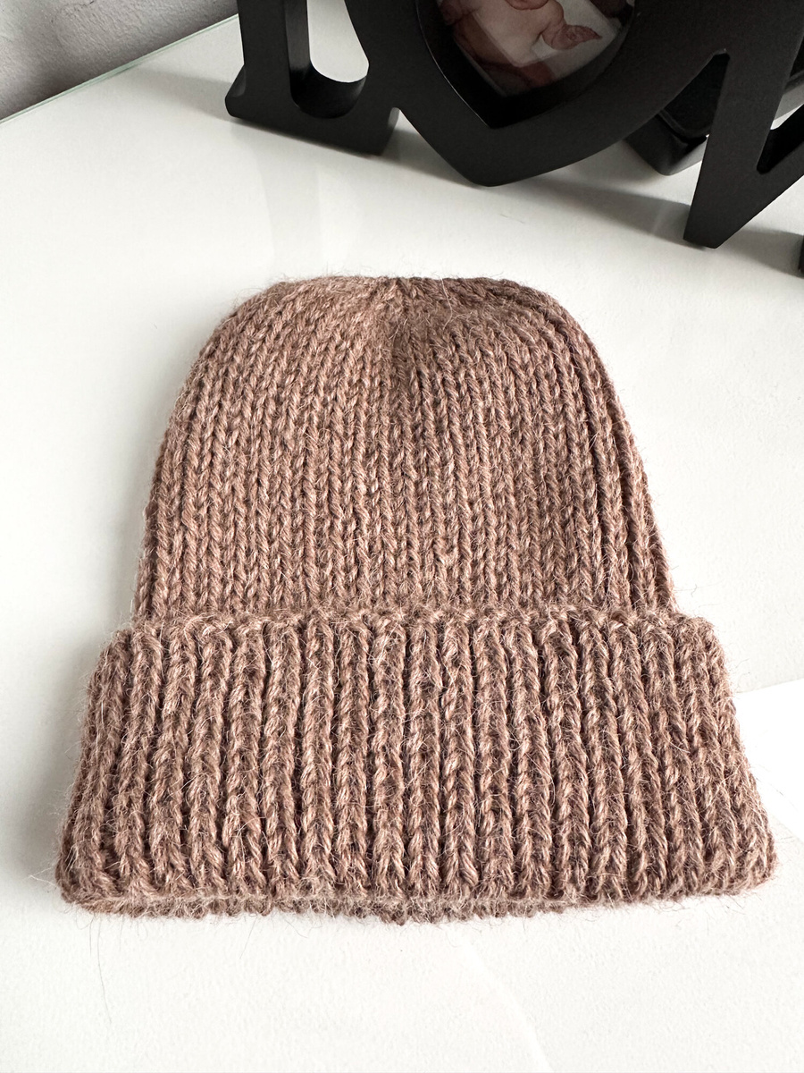 KIARA Mütze mit Umschlag 100% Alpaka 618 Nugat Beige