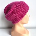 AUREA – ręcznie robiona czapka beanie baby merino + moher i jedwab damska/dziecięca 08/13 fuksja