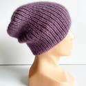 Handmade women's hat AUREA 100% Baby Merino plus mohair and silk 40/05 Amethyst