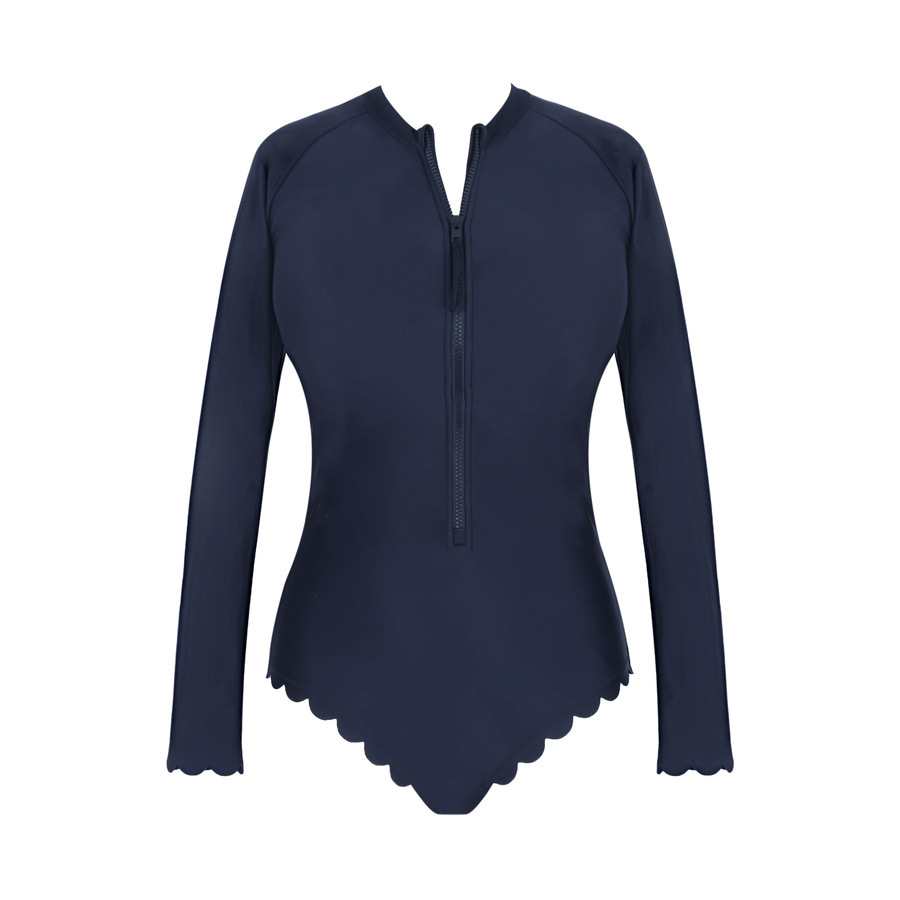 Strój kąpielowy z długim rękawem Panache Swim SIGNATURE SCALLOP SW1725B GRACE Long Sleeve Swimsuit Signature Ink Blue