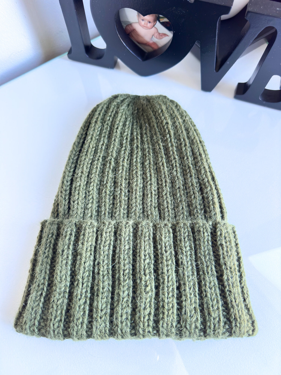 LAURIN Turn-Up Beanie 100% Alpaca 7895 Dark Green