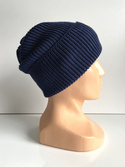 VARELLA – czapka beanie z wełny merino 100% baby merino 13 granatowy, jesienno-zimowa